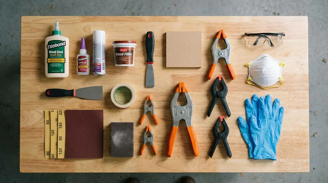 ابزار و مواد لازم برای تعمیر ام دی اف شکسته