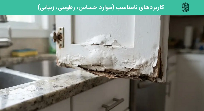 کاربردهای نامناسب (موارد حساس، رطوبتی، زیبایی)