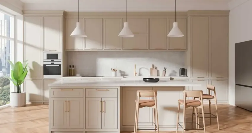 کابینت آشپزخانه رنگ کرم