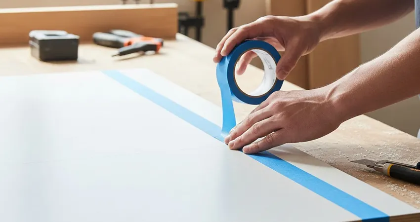 استفاده از نوار چسب کاغذی روی خط برش